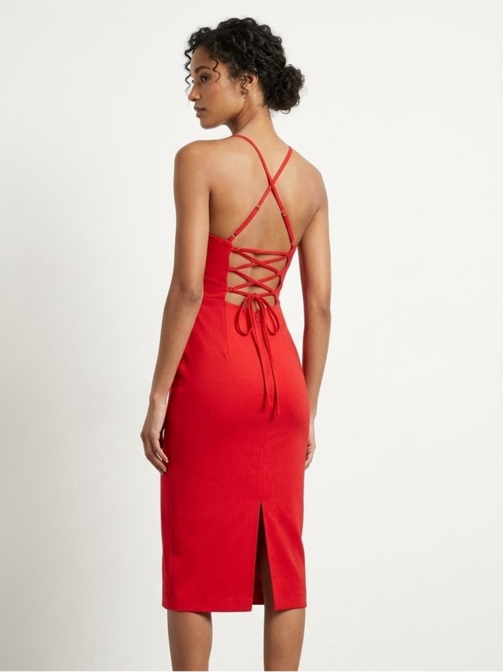 Women's Linen Lace Back Midi Dress - Wild Fable